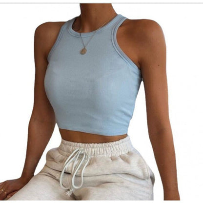 Damen Cropped Rippstruktur Breite Träger Norvielle