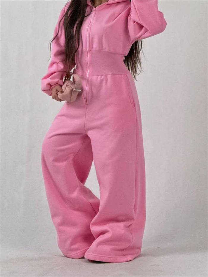 Damen Jumpsuit Kapuze Weites Bein Norvielle