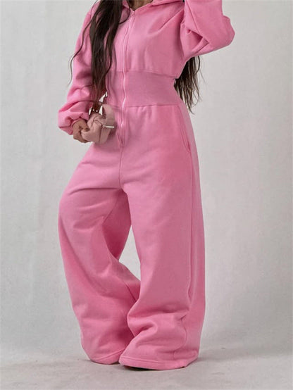 Damen Jumpsuit Kapuze Weites Bein Norvielle