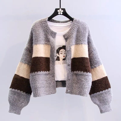 Damen Strickjacke Kontraststreifen Norvielle