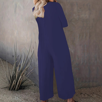 Damen Jumpsuit Weit geschnitten mit Taschen Moderner Schnitt Norvielle