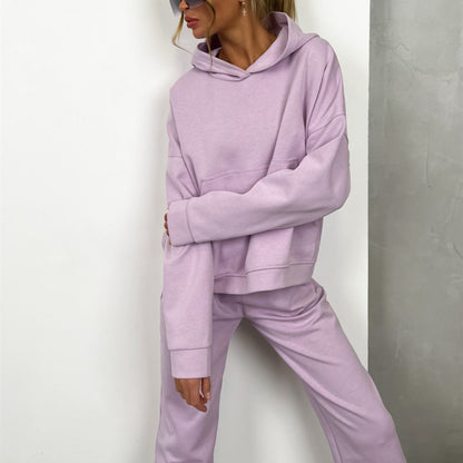 Damen Hoodie Jogginghose Anzug Baumwollmix Beige