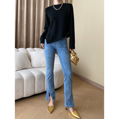 Damen Hochtaillierte Weite Jeans Norvielle