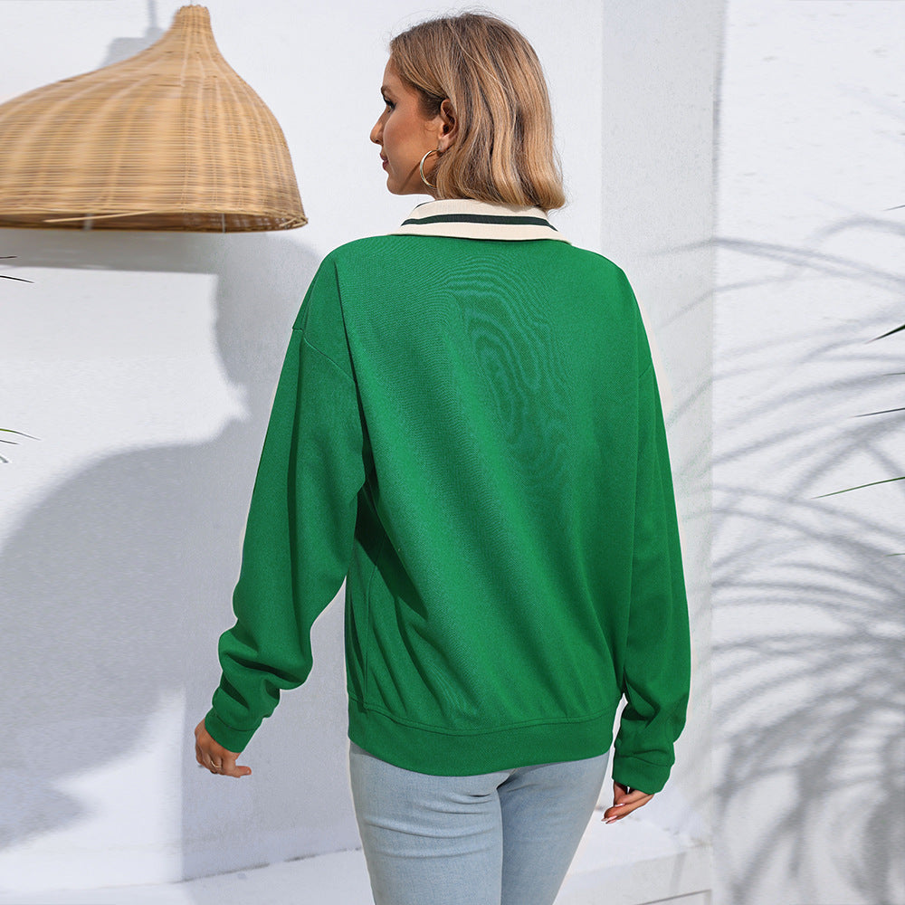 Damen Sportpullover Kontrastkragen Norvielle