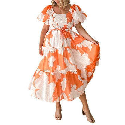Damen Maxikleid Voluminöse Puffärmel Florales Design Norvielle