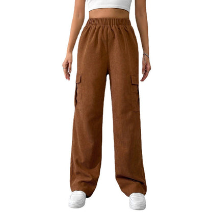 Damen Cargohose Samt Elastischer Bund Norvielle