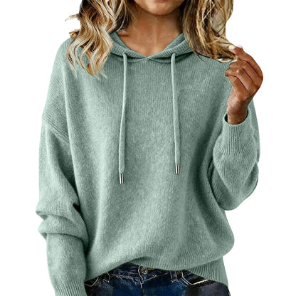 Damen Oversized Kapuzenpullover Texturiert Kordelzug Beige