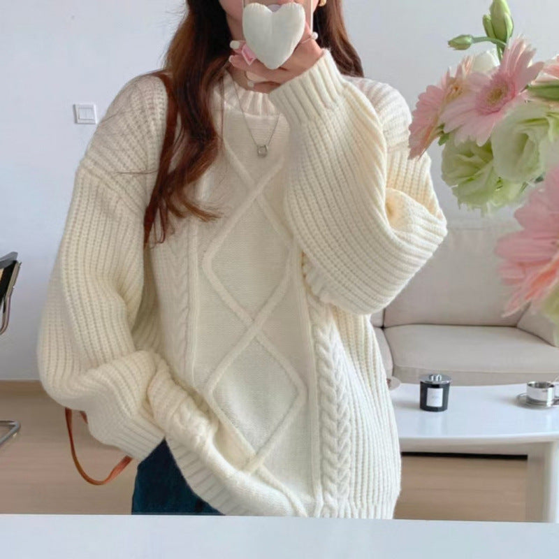 Damen Oversized Pullover Feinstrick Beige Norvielle - Norvielle