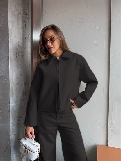 Damen Lässige Zip-Jacke Modischer Kragen Norvielle