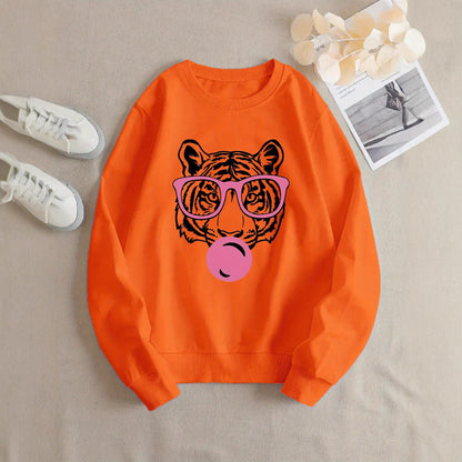 Damen Sweatshirt Tiger-Design Lässig Grau - Norvielle