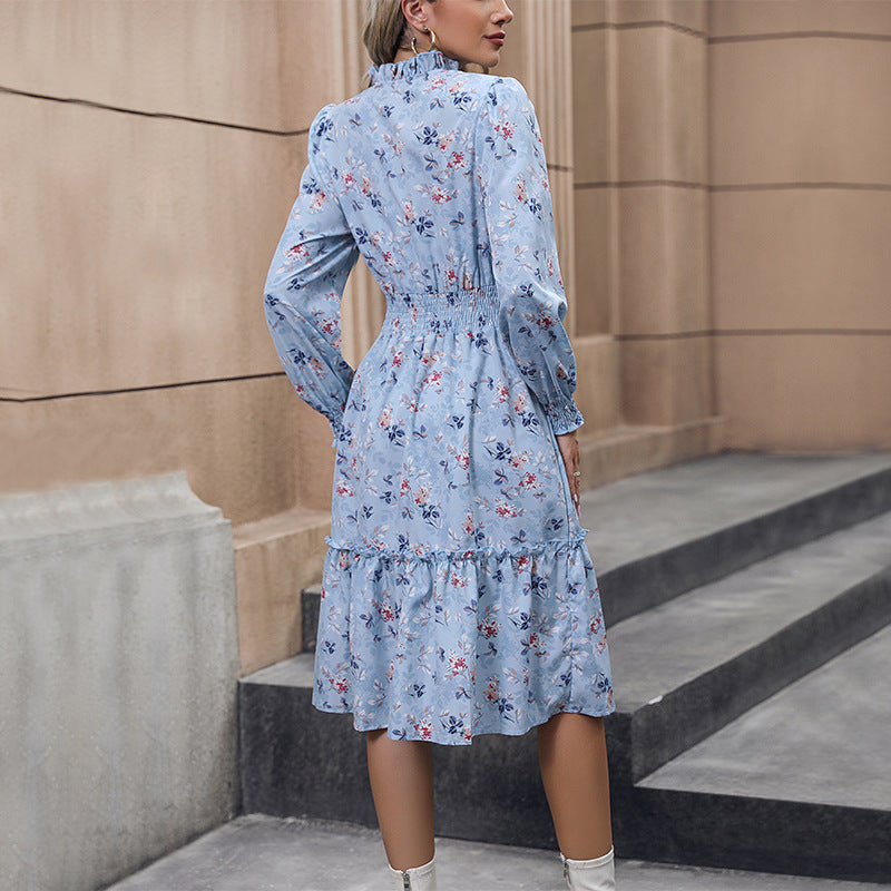 Damen Maxikleid mit Blumenmuster und Rüschen Norvielle