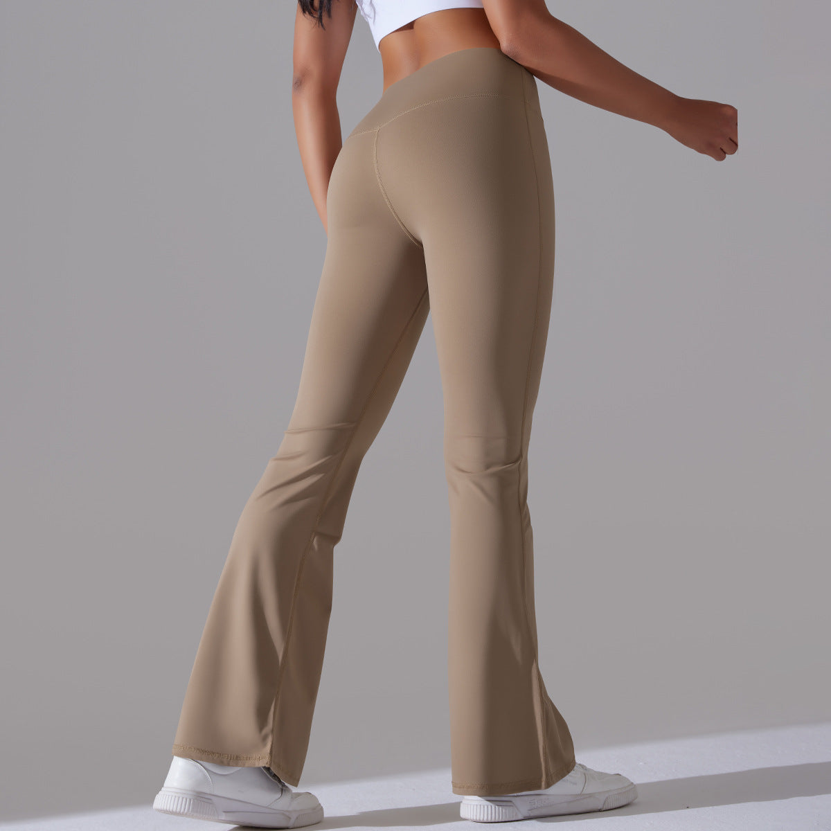 Damen Fitnesshose Flared High-Waist Sportleggings für Training