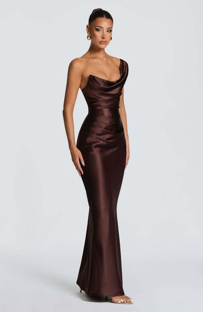 Damen Abendkleid Schulterfrei Satin Norvielle