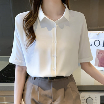Damen Bluse Kurzarm Eleganter Stehkragen Norvielle - Norvielle