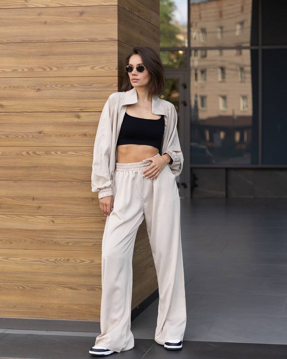 Damen Lounge-Set Weites Oberteil Bequeme Hose Norvielle