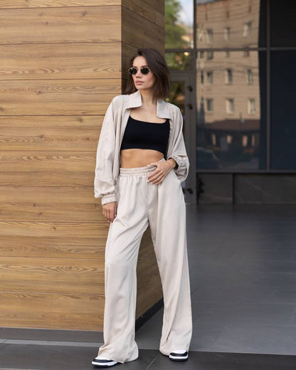 Damen Lounge-Set Weites Oberteil Bequeme Hose Norvielle