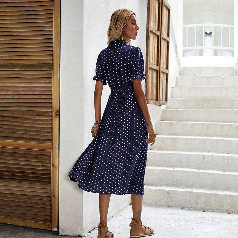 Damen Midikleid Sommerlich Puffärmel Taillengürtel Norvielle