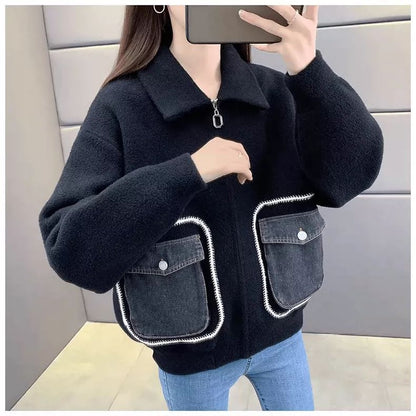 Damen Oberjacke Denim-Taschen
