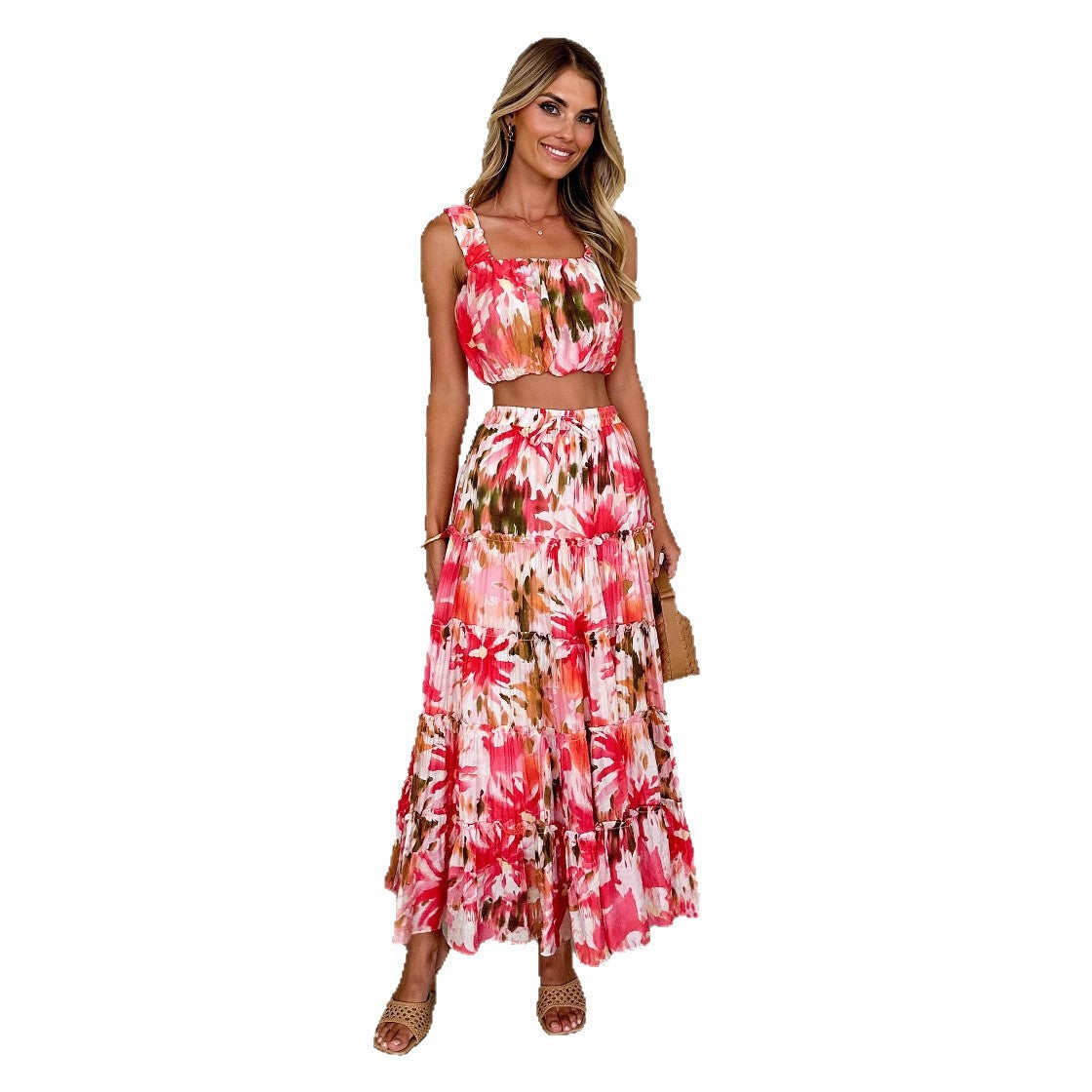 Damen Maxikleid Luftiger Blusenstil Voluminöser Rock Norvielle