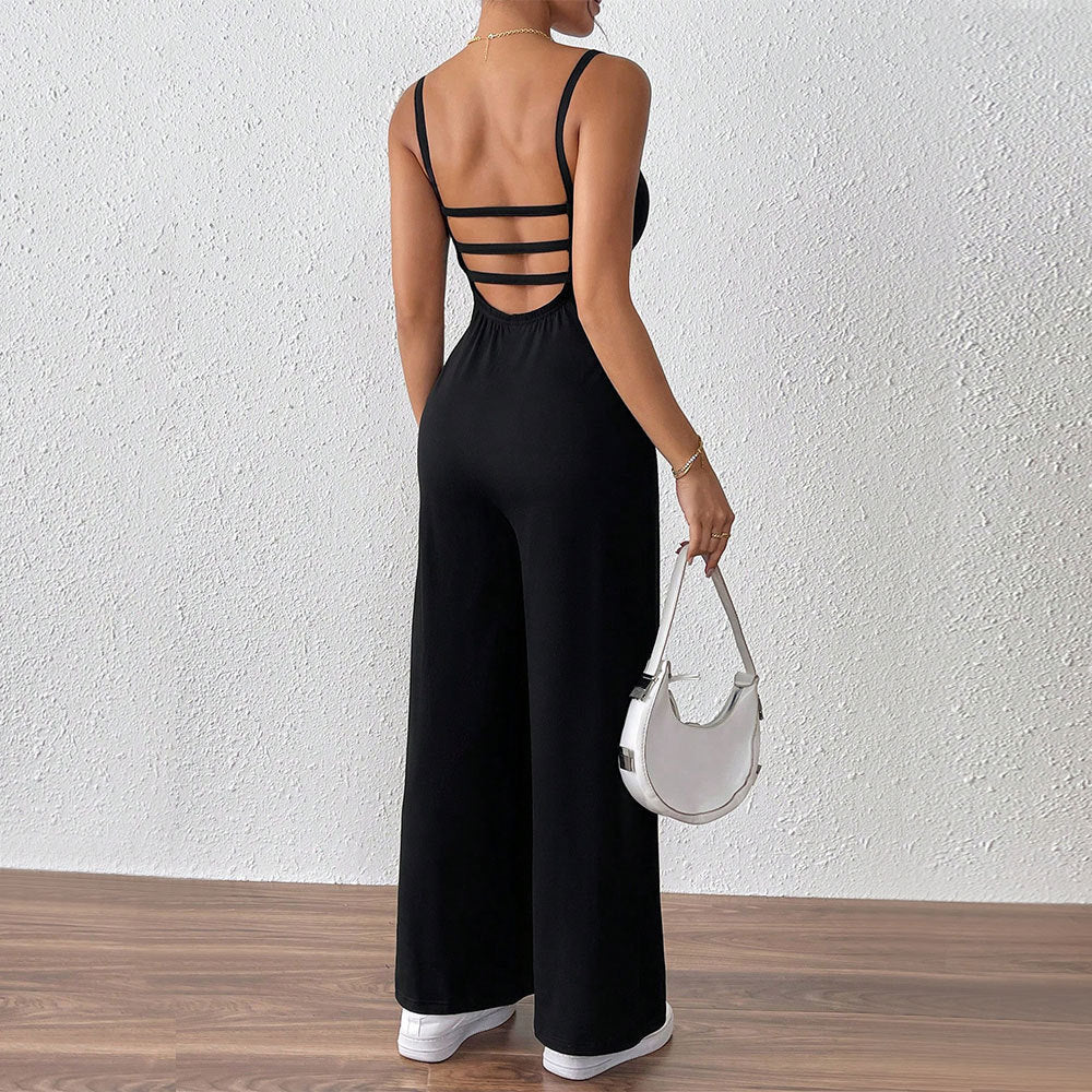 Damen Jumpsuit Schmale Träger Eleganter Schnitt Norvielle