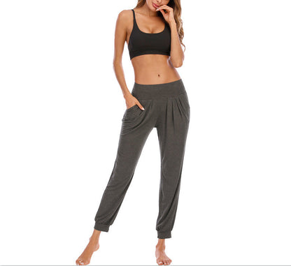 Damen Freizeithose Bequem Hochtailliert Mit Seitentaschen