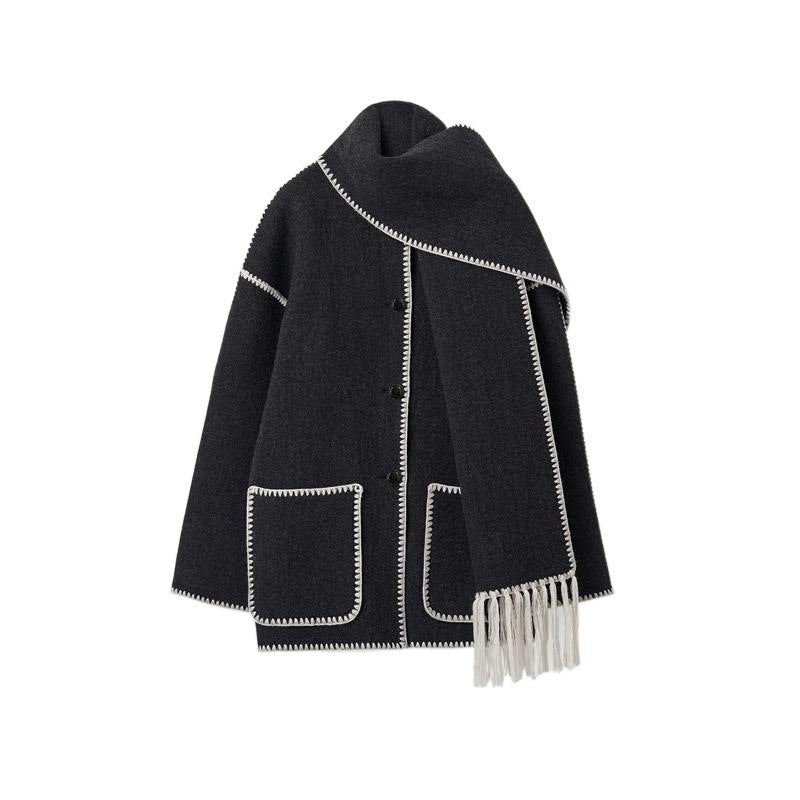 Damen Poncho aus Wolle Elegantes Design Beige