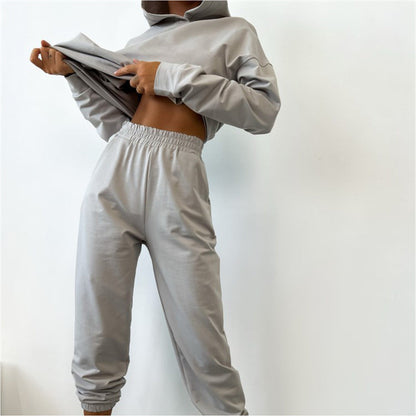 Damen Hoodie Jogginghose Set Elastischer Bund Lässiger Schnitt