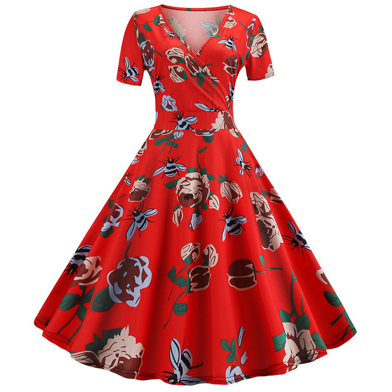 Damen Wickelkleid A-Linie Floralmuster Norvielle