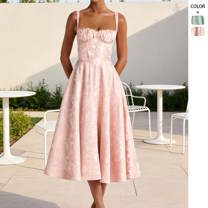 Damen Cocktailkleid Gerafftes Oberteil Voluminöser Rock Norvielle - Norvielle