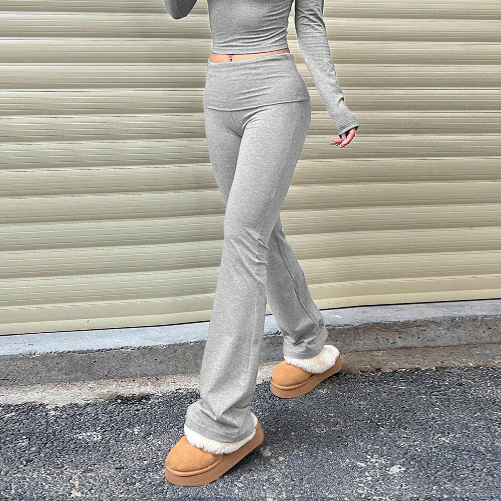 Damen Loungehose Weiches Futter Eleganter Flared-Stil