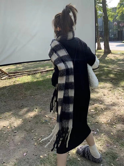 Damen Strickkleid Strukturiertes Zopfdesign Hochkragen Norvielle