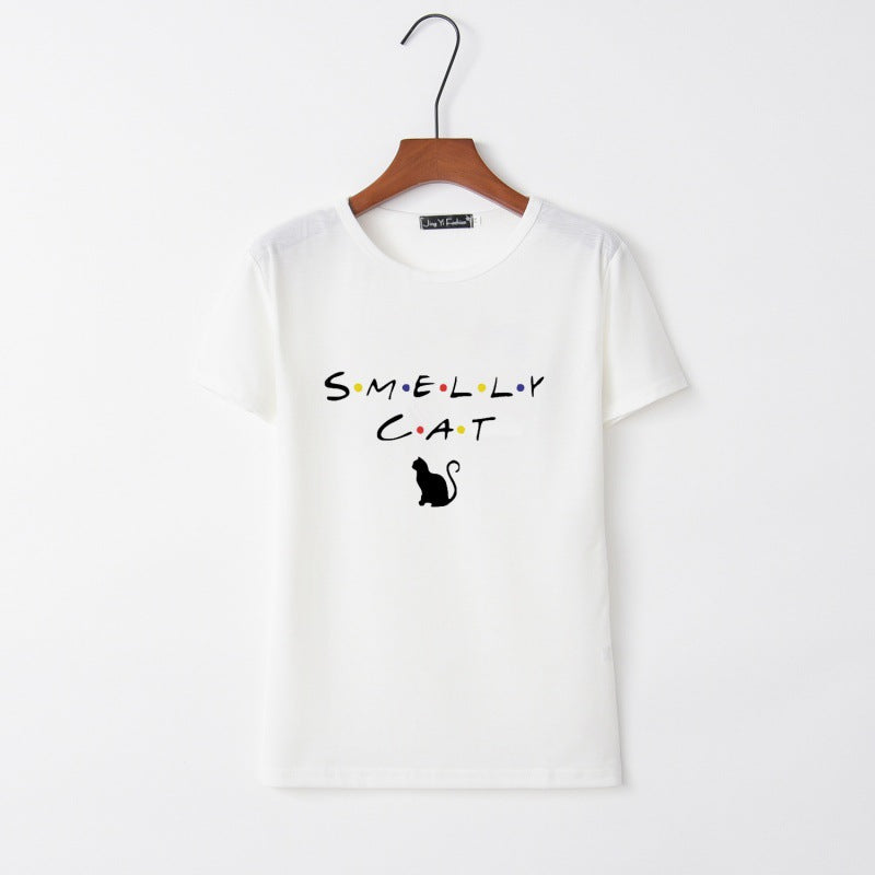 Damen T-Shirt Katzenmotiv Rundhals Norvielle
