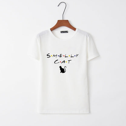 Damen T-Shirt Katzenmotiv Rundhals Norvielle