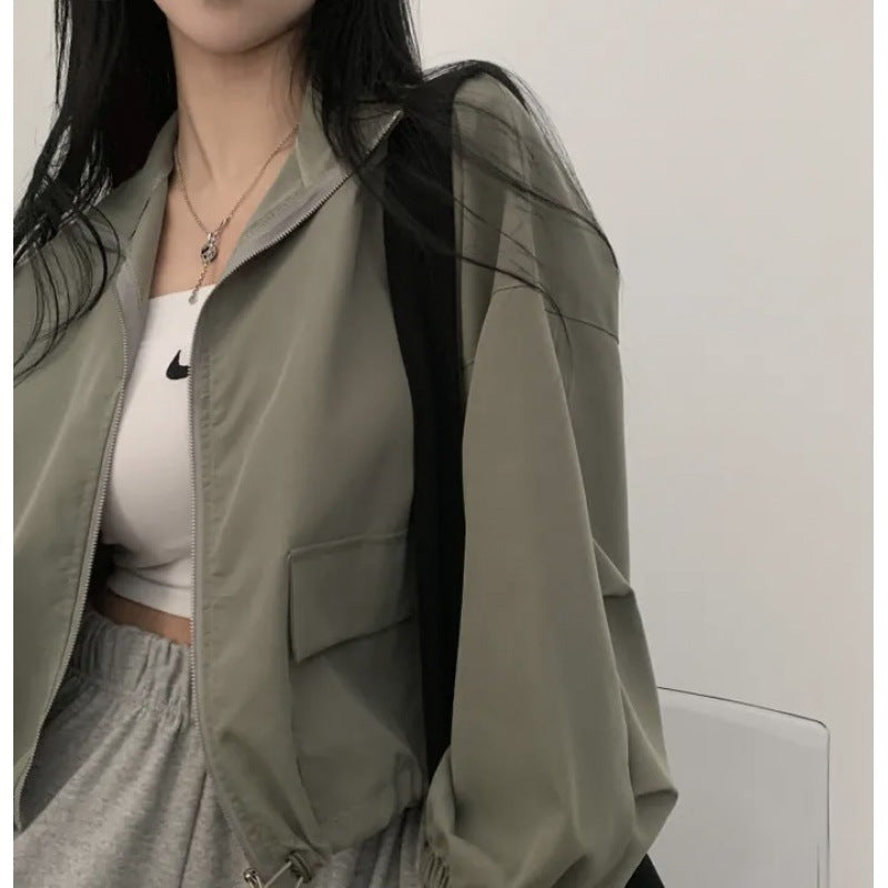 Damen Cropped Jacke Elastisch Lässiger Schnitt