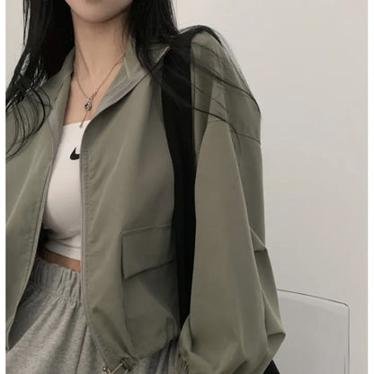 Damen Cropped Jacke Elastisch Lässiger Schnitt