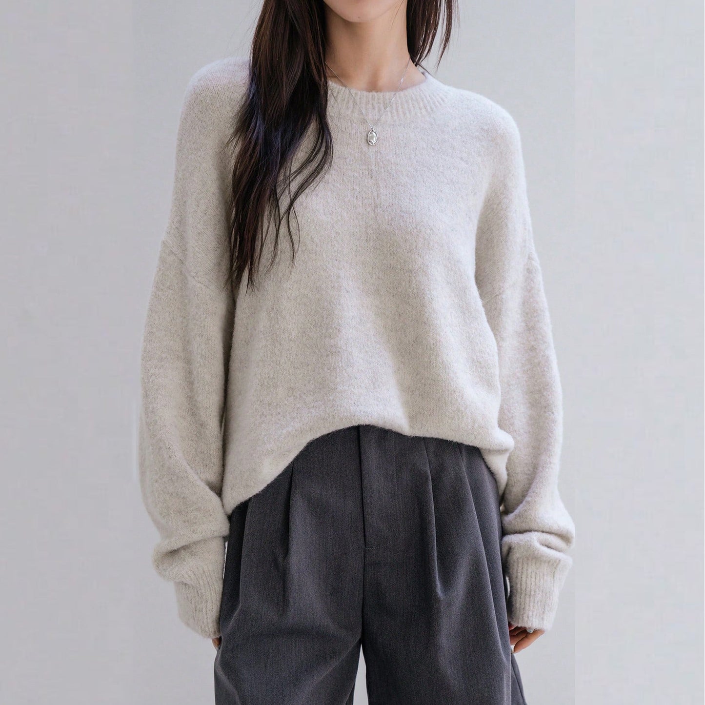 Damen Grobstrickpullover Lässiger Schnitt Voluminöse Ärmel Norvielle - Norvielle
