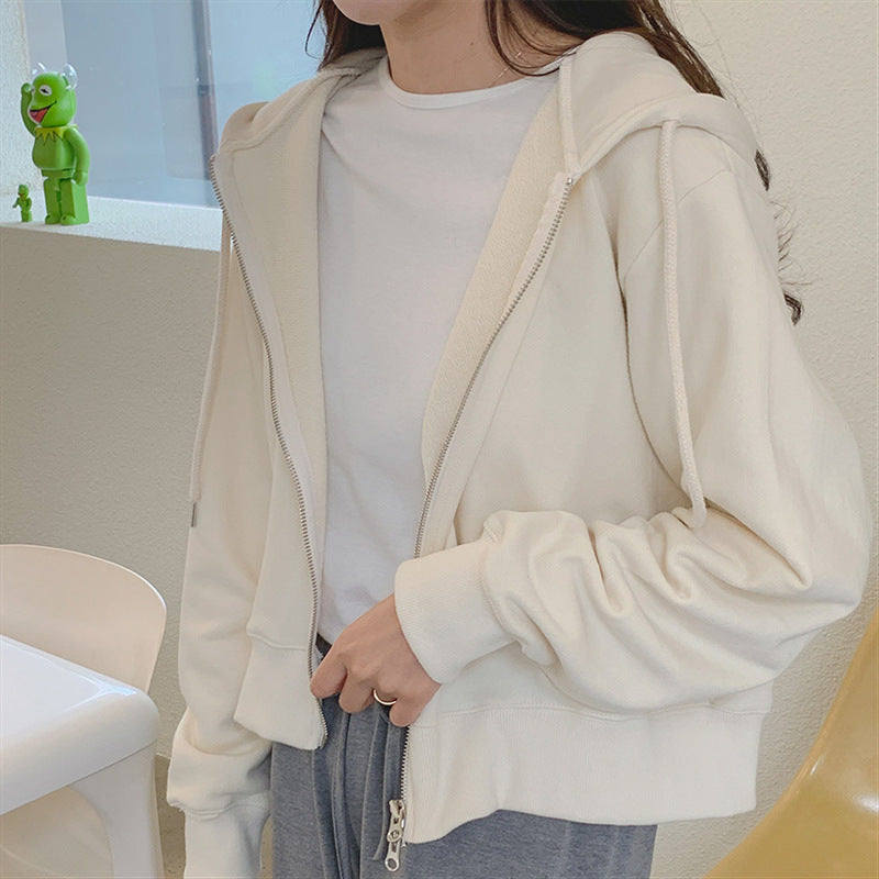 Damen Cropped Kapuzenjacke Weich Norvielle