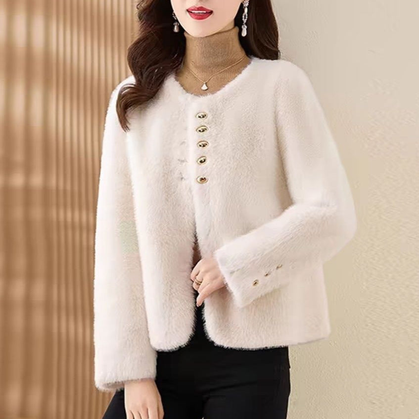 Damen Weiche Jacke Goldene Knöpfe Norvielle - Norvielle