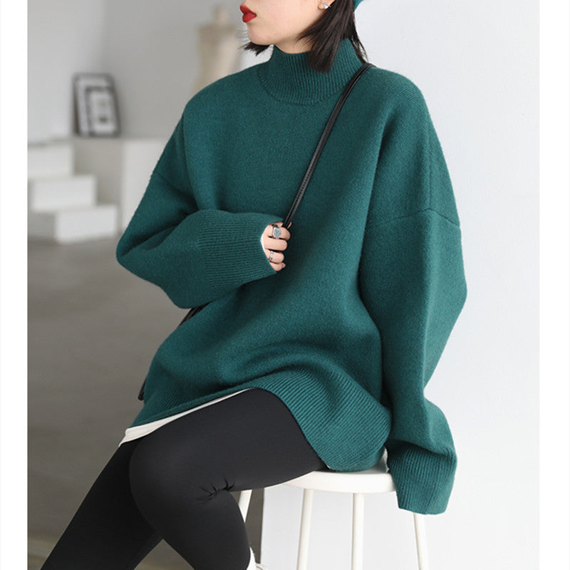 Damen Grobstrickpullover Rollkragen Überschnittene Schultern Norvielle - Norvielle
