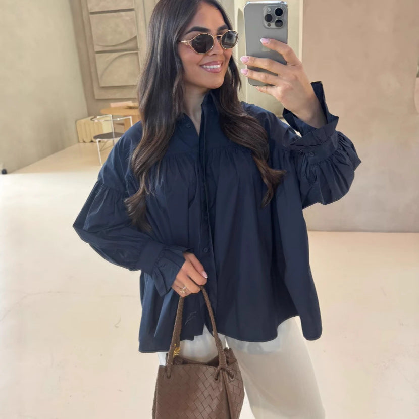 Damen Oversized Bluse Raffungen Norvielle