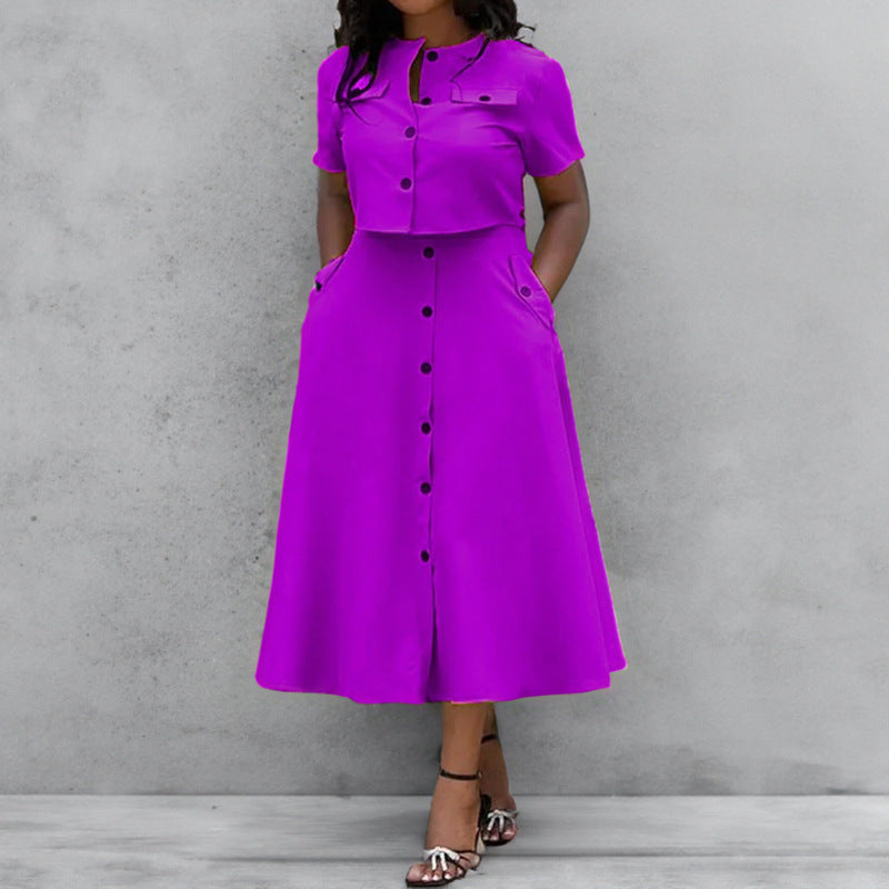Damen Zweiteiliges Kleid Kurze Jacke Taillierte Midilänge