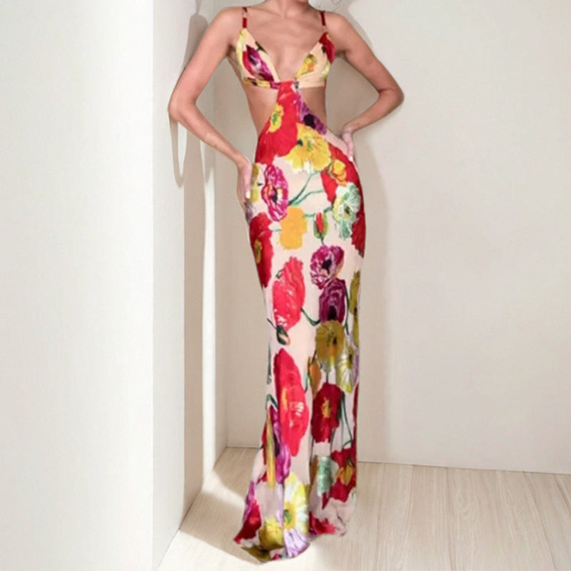Damen Maxikleid Cut-Out-Design Floral