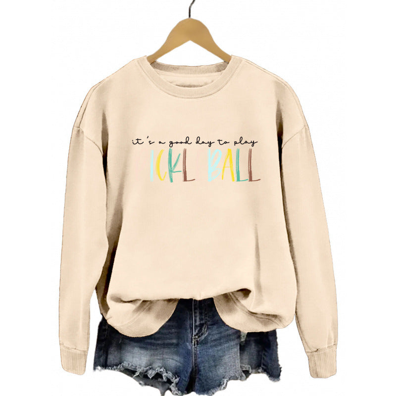 Damen Sweatshirt Bunter Pickleball-Druck Norvielle