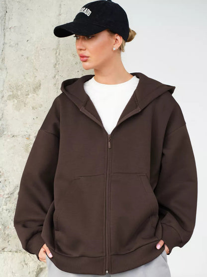 Damen Softshell Zip-Hoodie Jacke Kängurutaschen Weich Norvielle
