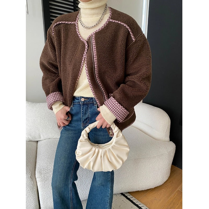 Damen Teddyjacke Lässig mit Taschen Norvielle