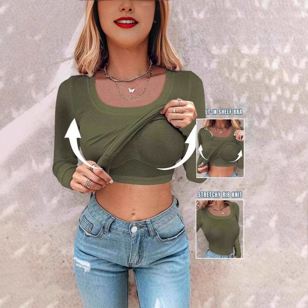 Damen Cropped Langarmshirt Mit Trägershirt Norvielle