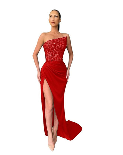 Damen Abendkleid Asymmetrisch Norvielle Hocher Beinschlitz