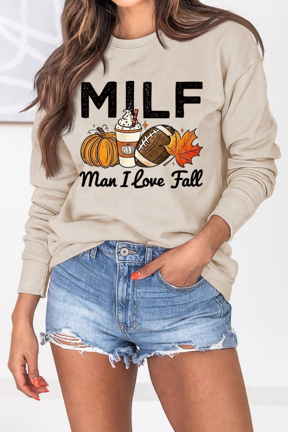 Damen Sweatshirt Herbstmotiv Inspirierender Schriftzug Norvielle