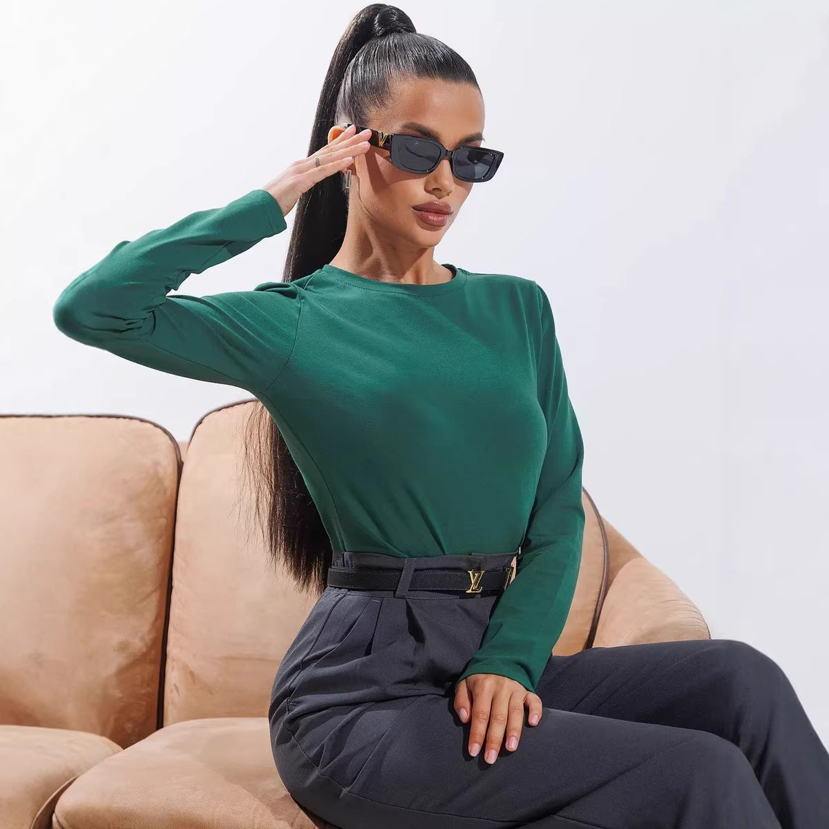 Damen Langarmshirt Körperbetonter Schnitt Norvielle