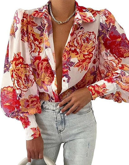 Damen Bluse Leopardenmuster Lässiger Schnitt